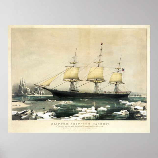 Clipper Ship Red Jacket in the Ice off Cape Horn Poster (Front)
