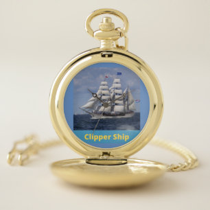 Clipper ship, sailer, admiral pocket watch
