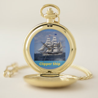 Clipper ship, sailer, admiral pocket watch