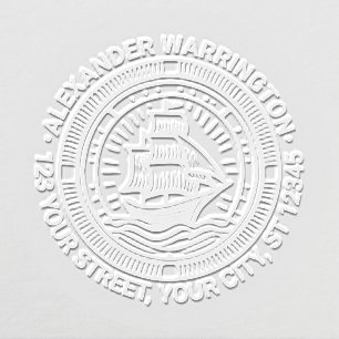 Clipper Ship Sailing Boat Name Return Address Embosser