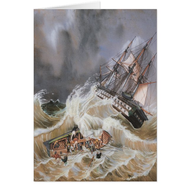 Clipper Ship Storm at Sea 1870s Cards (Front)