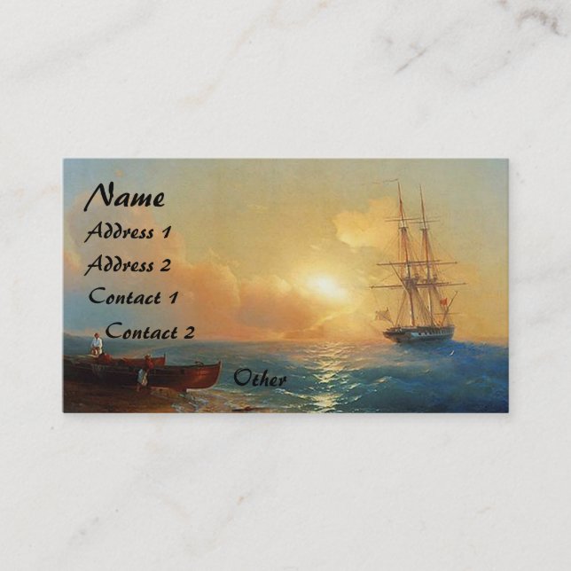 Clipper Ship Sunset Ocean Beach Business Cards (Front)