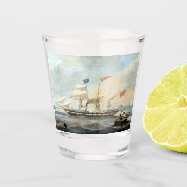 Clipper Ship the Marshall 1847 Shot Glass (Front)