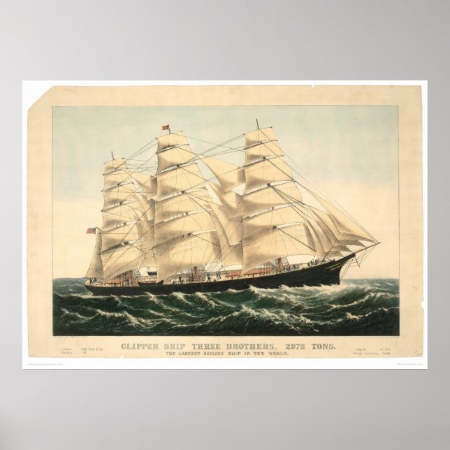 Clipper ship "Three Brothers" (0406A) Poster (Front)