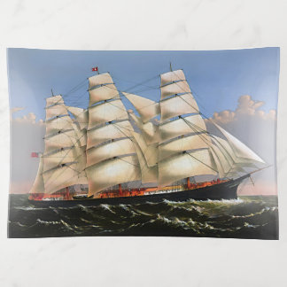 Clipper Ship Three Brothers 1875 Vintage Sailing Trinket Tray