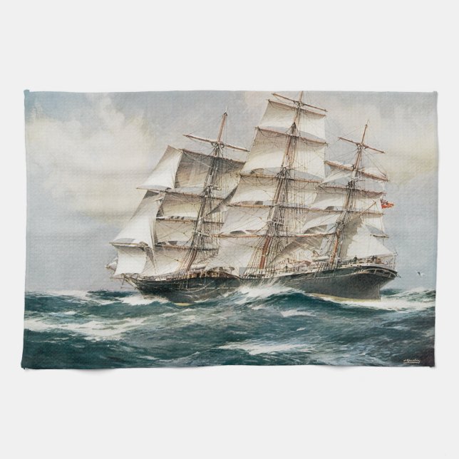 Clipper Ship Torrens Kitchen Towel (Horizontal)
