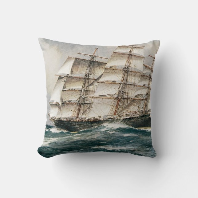 Clipper Ship Torrens Throw Pillow (Front)