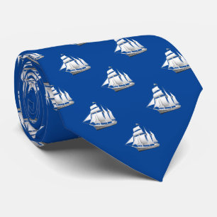Clipper Ships On Blue Neck Tie