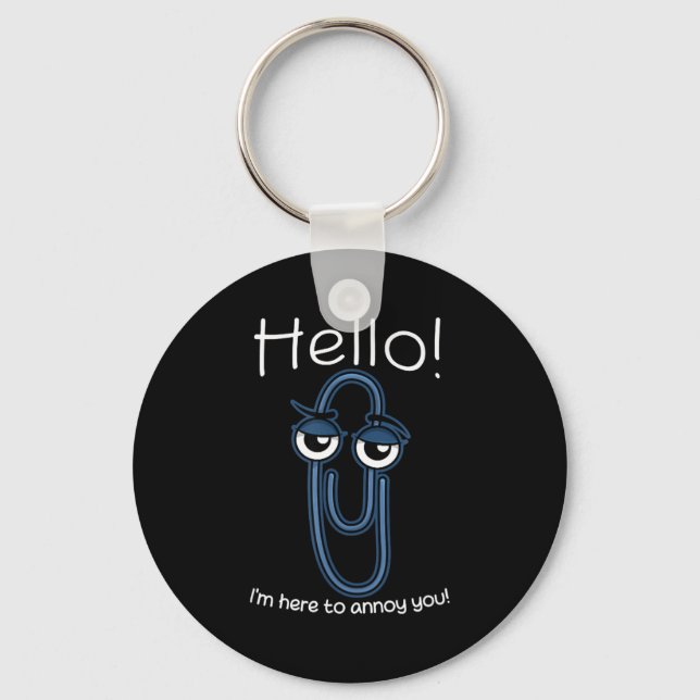 Clippy Paper Clip Funny Meme Page Note Sarcastic  Keychain (Front)