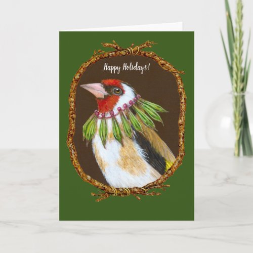 Clive the European goldfinch Holiday card