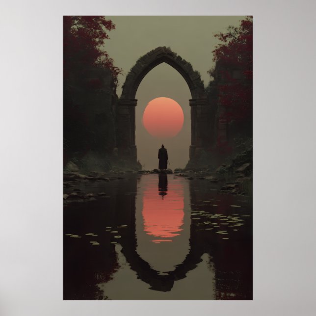 Cloaked Figure Blood Sun Gothic Arch Poster (Front)