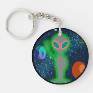 Cloaked Glowing Peace Space Alien Keychain
