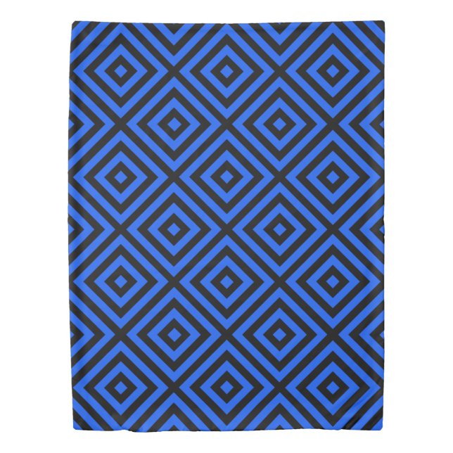 Clobalt Blue Diamond Pattern Duvet Cover  (Front)