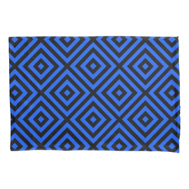 Clobalt Blue Diamond Pattern Pillow Case (Front-Left)