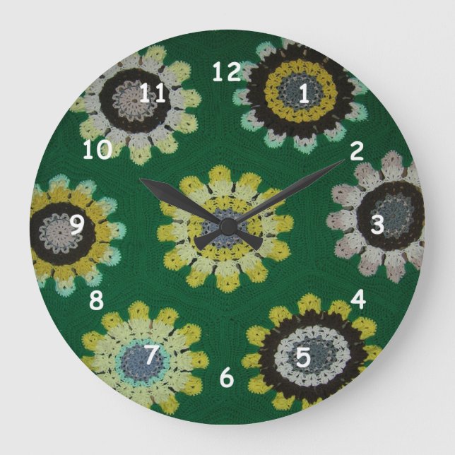 Clock - Afghan Daisies (Front)