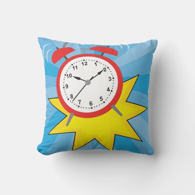 Clock Alarming Throw Pillow (Front)