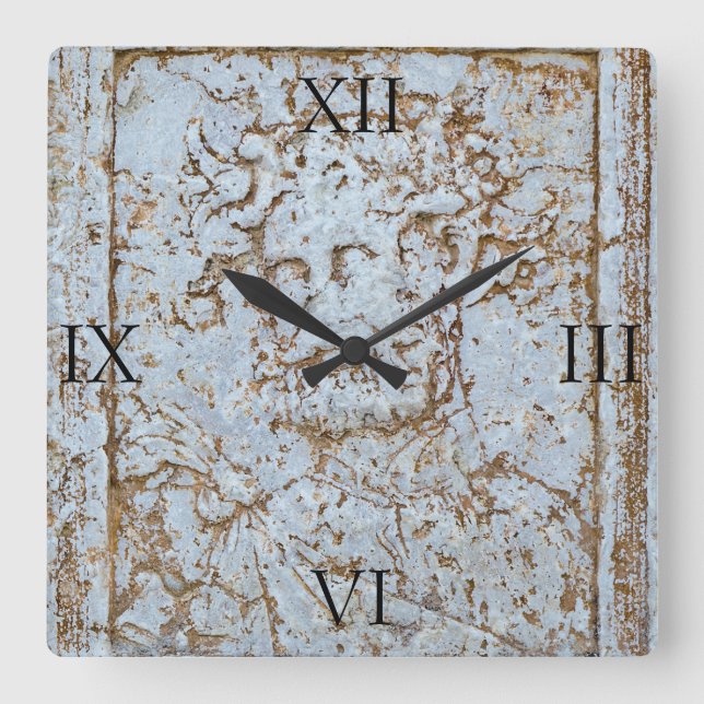 Clock: Antique Bacchus portrait - Numbered Square Wall Clock (Front)