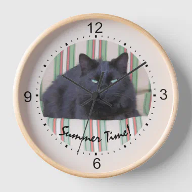 Clock - Black Cat Summer Time