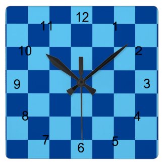 Clock - Blue Checkerboard