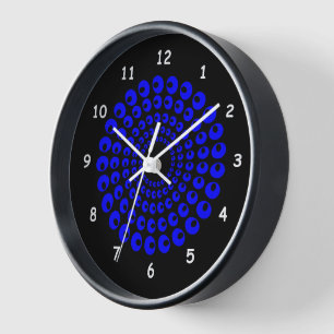 Clock - Blue Concentric Circles of Beads on Black