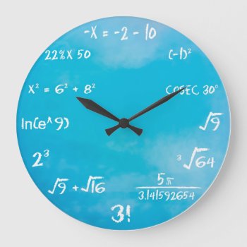 Clock - Blue Maths Wall Clock by srk4you at Zazzle