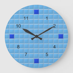 Clock - Blue Square Mosaic