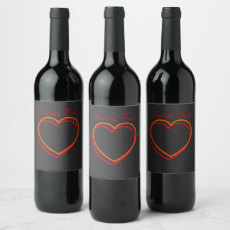Clock Bouncing Hearts etiketten voor wijnflessen Wine Label