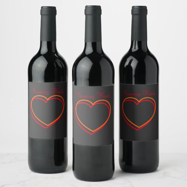Clock Bouncing Hearts etiketten voor wijnflessen  Wine Label (Bottles)