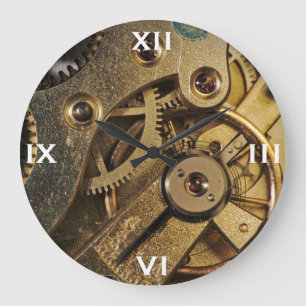 Clock: Brass Hearted. Watch Mechanism Large Clock