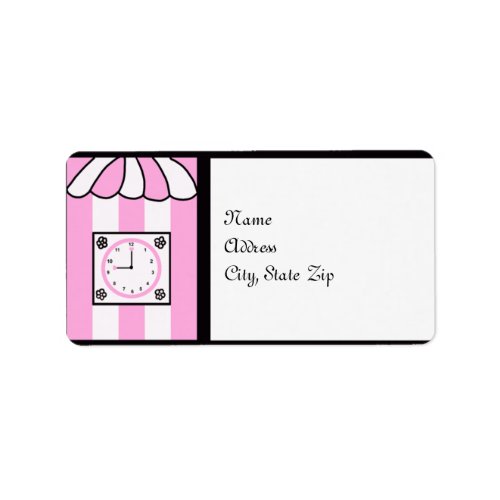 Clock Bridal Shower Pink and White Stripes Label