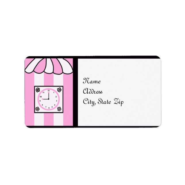 Clock Bridal Shower Pink and White Stripes Label (Front)