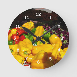 Clock - Bright Colored Peppers