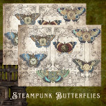 CLOCK BUTTERFLIES VICTORIAN STEAMPUNK TISSUE PAPER<br><div class="desc">Original design with antique natural science butterfly prints and old clock images on faded Victorian wallpaper. Change up the mood of the image by printing on different colored tissues.</div>