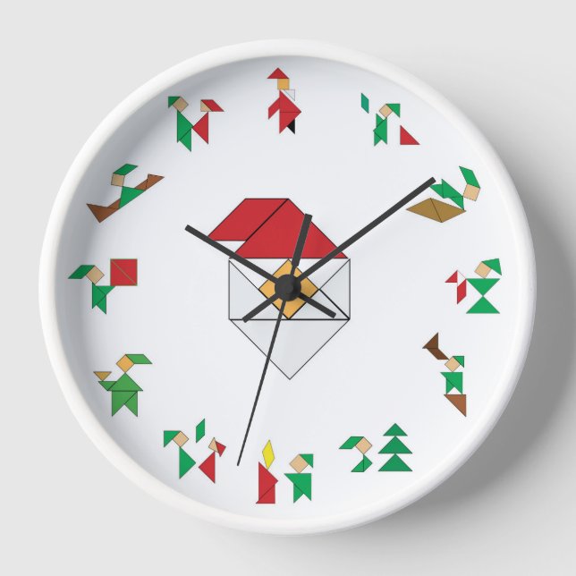 Clock –Christmas Elves & Santa Tangrams (Front)