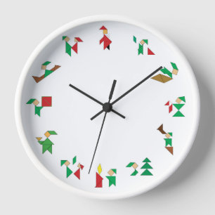 Clock – Christmas Elves Tangrams