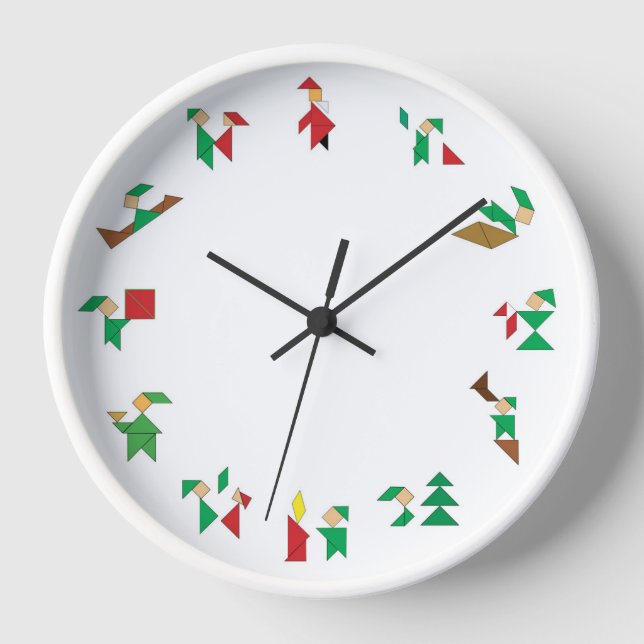 Clock – Christmas Elves Tangrams (Front)