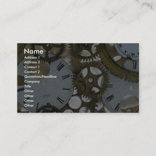 Customizable Clock cogs in ice business card