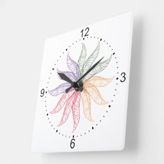 Clock - Colored Feathers