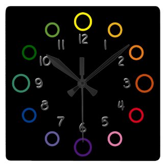 Clock - Colored Rings on Black