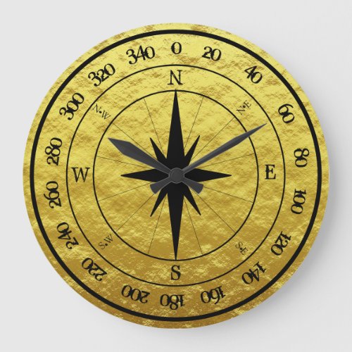 Clock Compass Rose Antique Gold and Black Accents