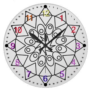 Clock - Delicate Mandala with Colored Numbers