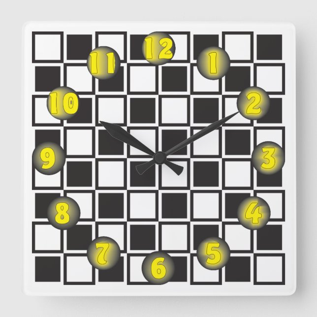 clock dial yellow black disks chess like (Front)