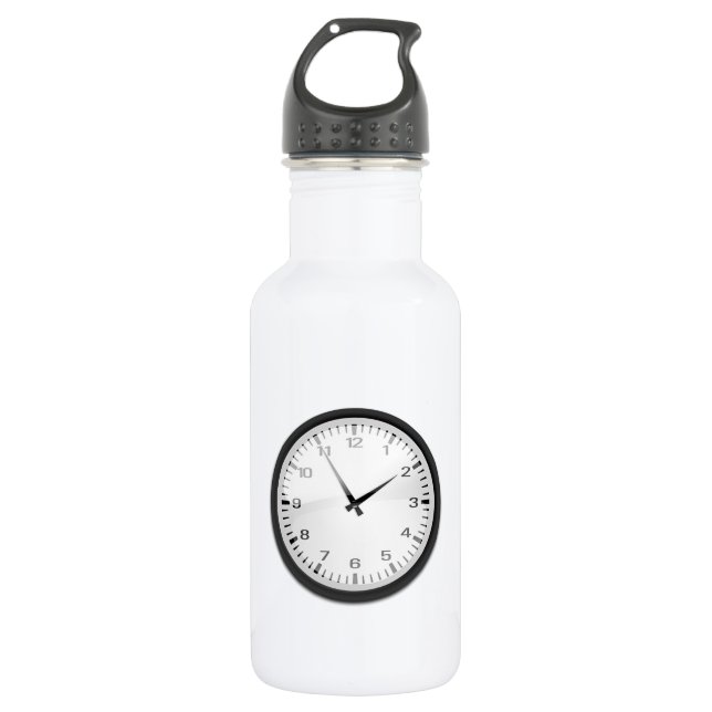 Clock Displaying Time Water Bottle (Front)