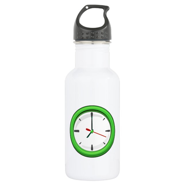 Clock Displaying Time Water Bottle (Front)