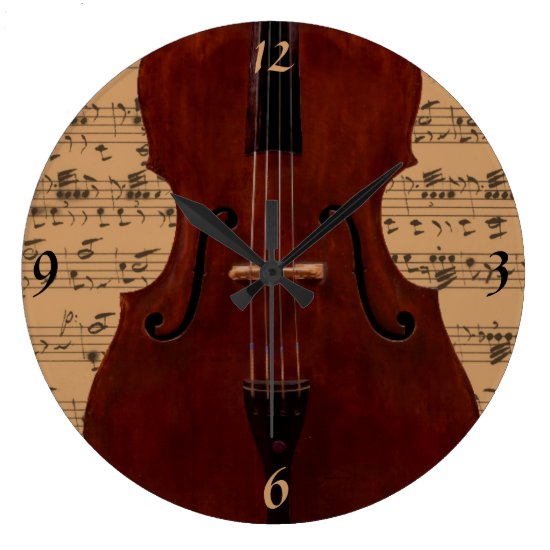 Clock - Double Bass with music - Pick your color