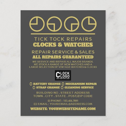 Clock Face Icons Horologist Advertising Flyer