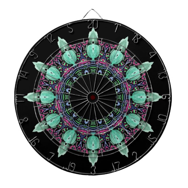 clock face kaleidoscope fractal ART I Dart Board (Front)