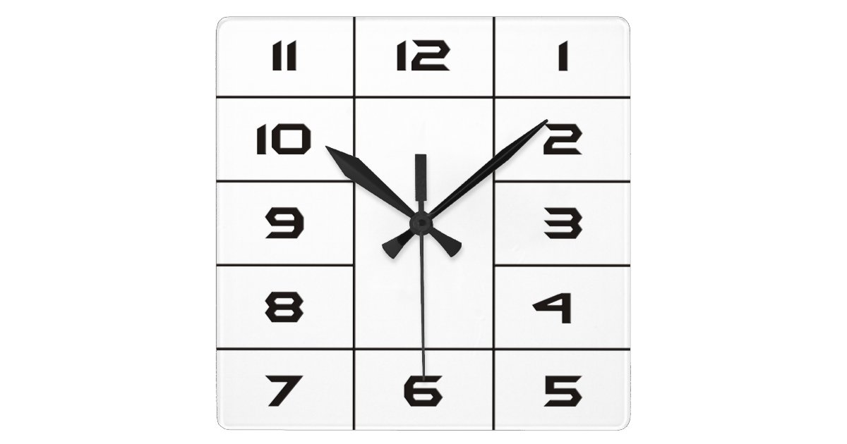 Clock Face Squares & Numbers - black | Zazzle.com