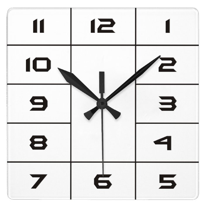 Clock Face Squares & Numbers - black | Zazzle.com