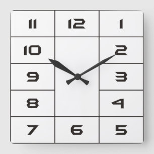 Clock Face Squares & Numbers - black